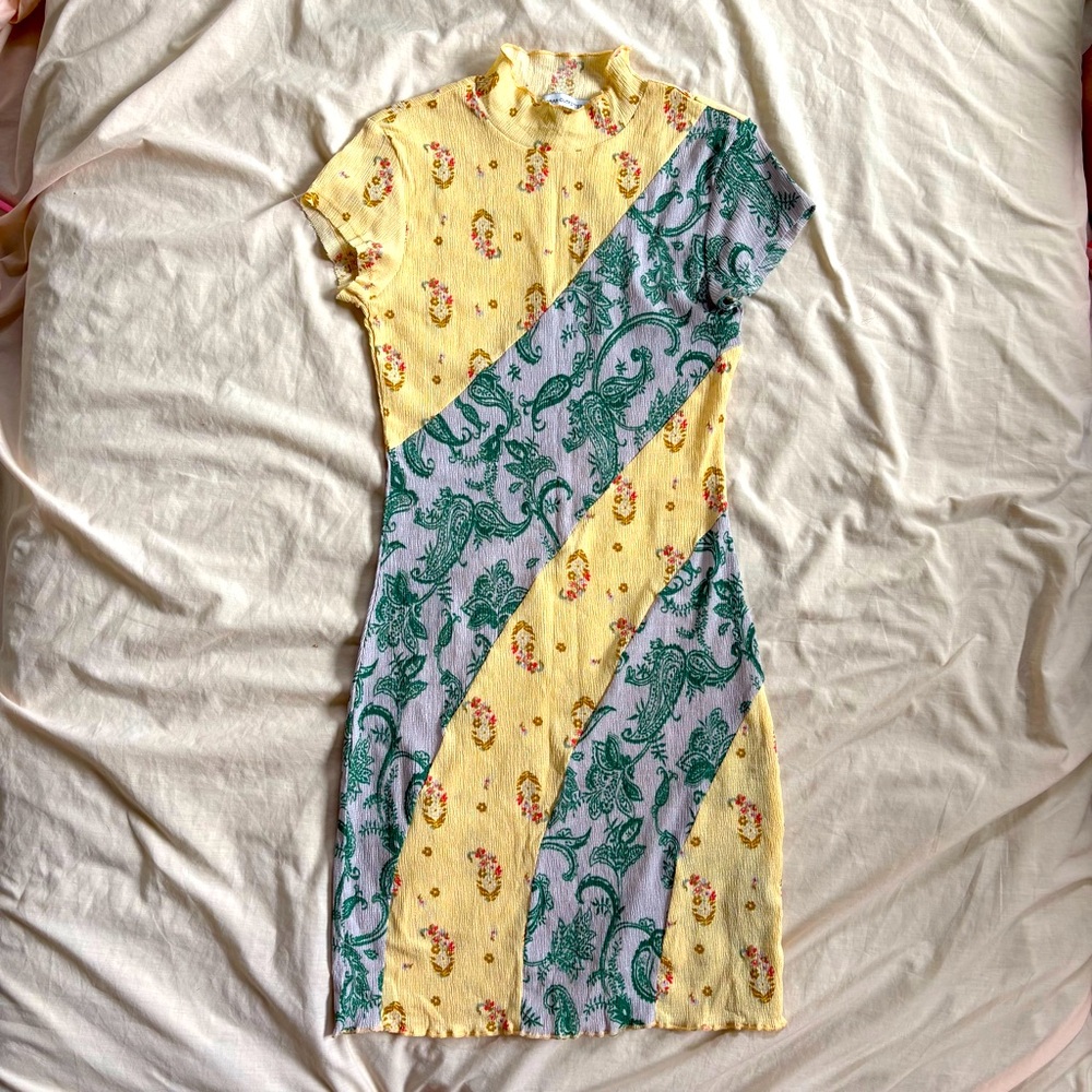 urban outfitters 90s y2k lightweight patchwork mini dress